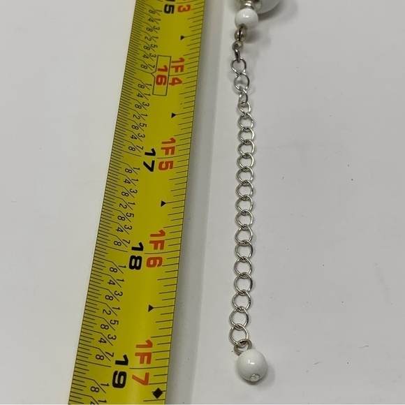 Vintage White Gumball Beaded Necklace with Silver Spacers - Picture 6 of 6